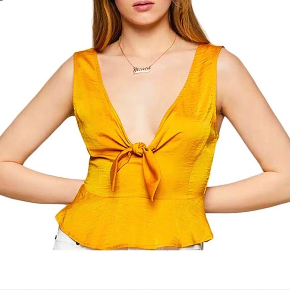 BCBGeneration Marigold Satin Crop Top Size Large